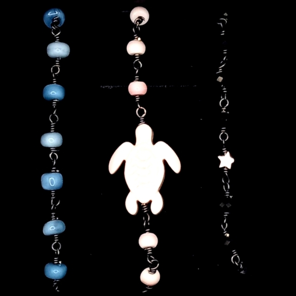 "Arctic Sunset" Sea Turtle Stacking Bracelets (Three) Black Sterling Silver - Picture 1 of 3